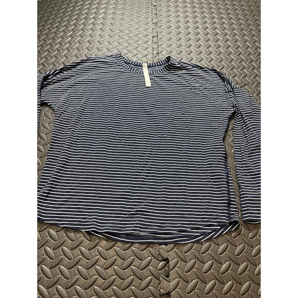 Lululemon Emerald Long Sleeve Modern Stripe Heathered Code‎ Blue White Size 4 - Picture 3 of 8